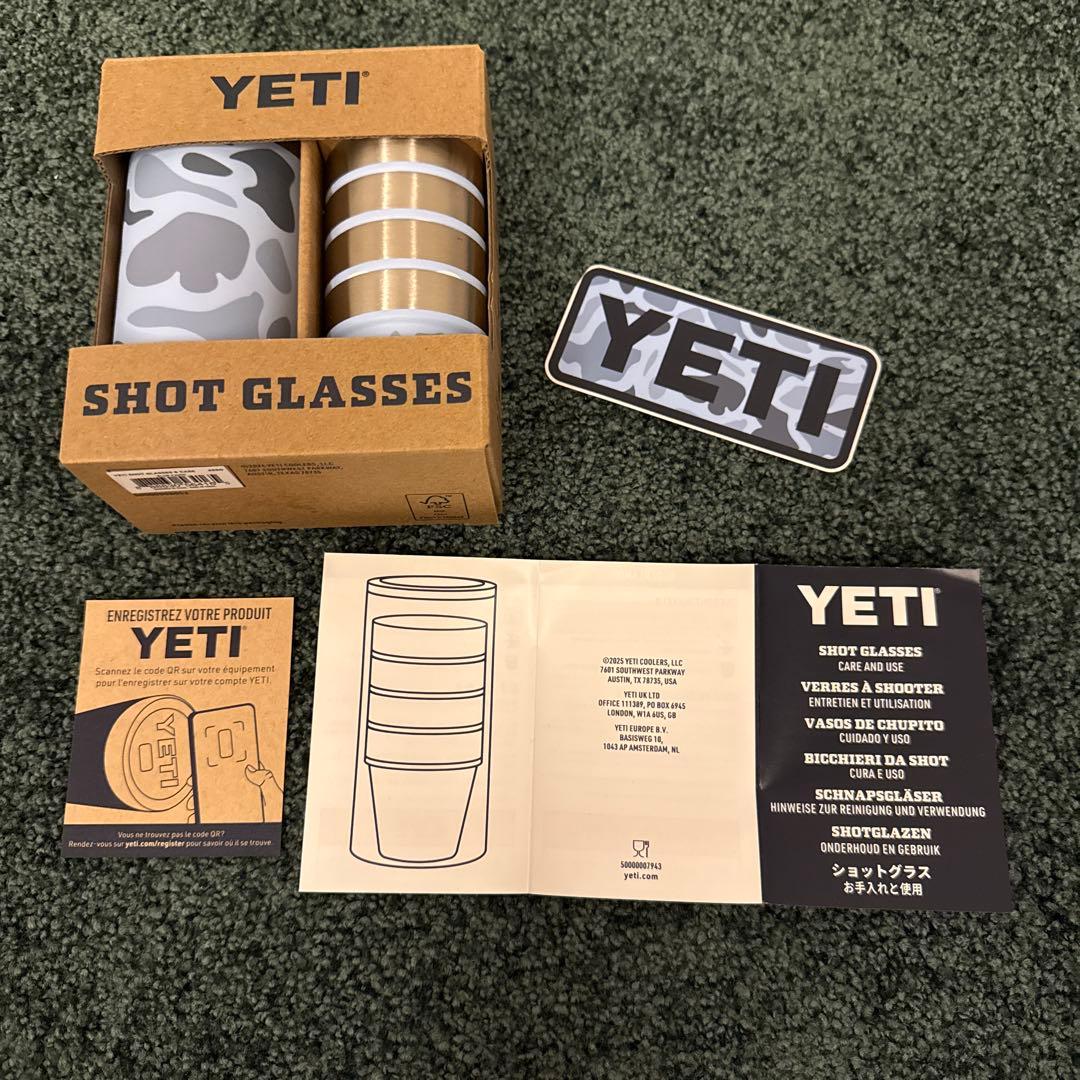 YETI ショットグラス 4個セット 迷彩 CAMO & ゴールド ステンレス