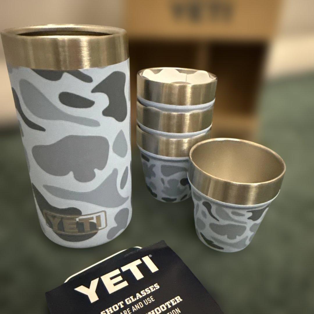 YETI ショットグラス 4個セット 迷彩 CAMO & ゴールド ステンレス