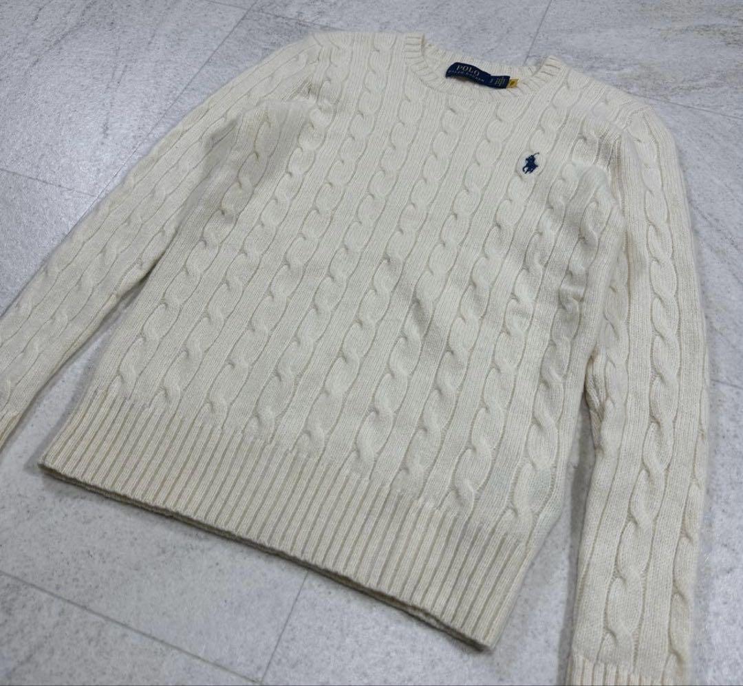 美品　POLO RALPH LAUREN カシミヤ　ウール　ケーブルニット　QR