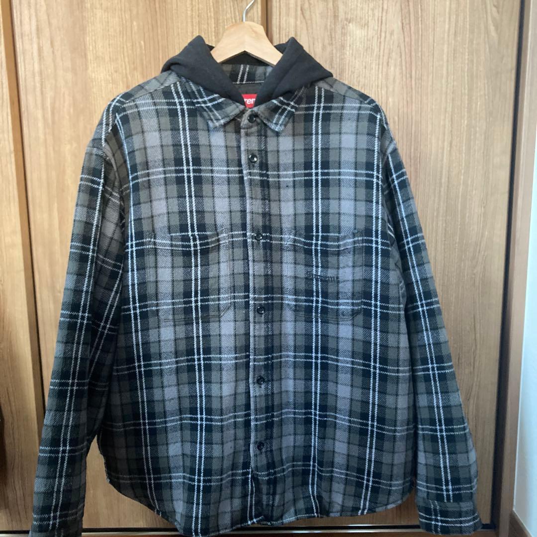 Supreme フード付き　チェック柄ネルシャツ Mサイズ