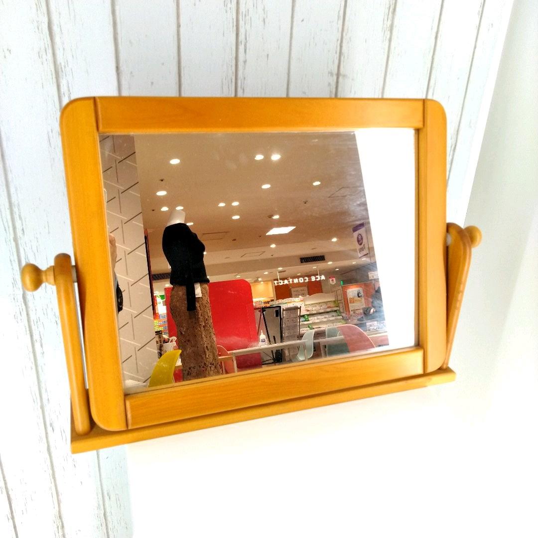 国産 天然木 ドレッサー ミラー 置き型 回転できる鏡 新生活