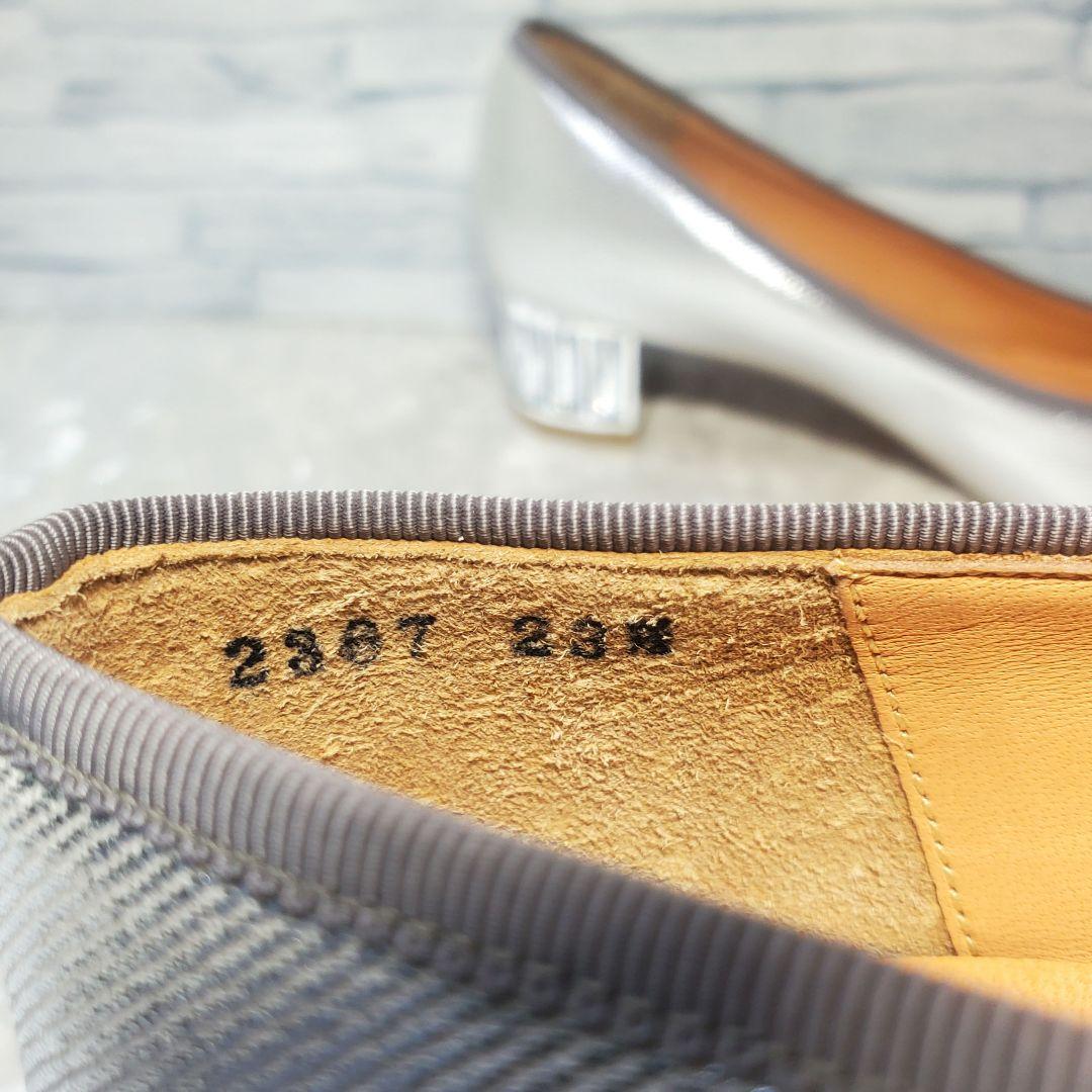 【未使用級】✨LANVIN 23.5cm ビジューヒールリボンパンプス シルバー