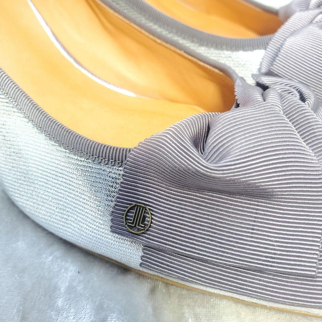 【未使用級】✨LANVIN 23.5cm ビジューヒールリボンパンプス シルバー