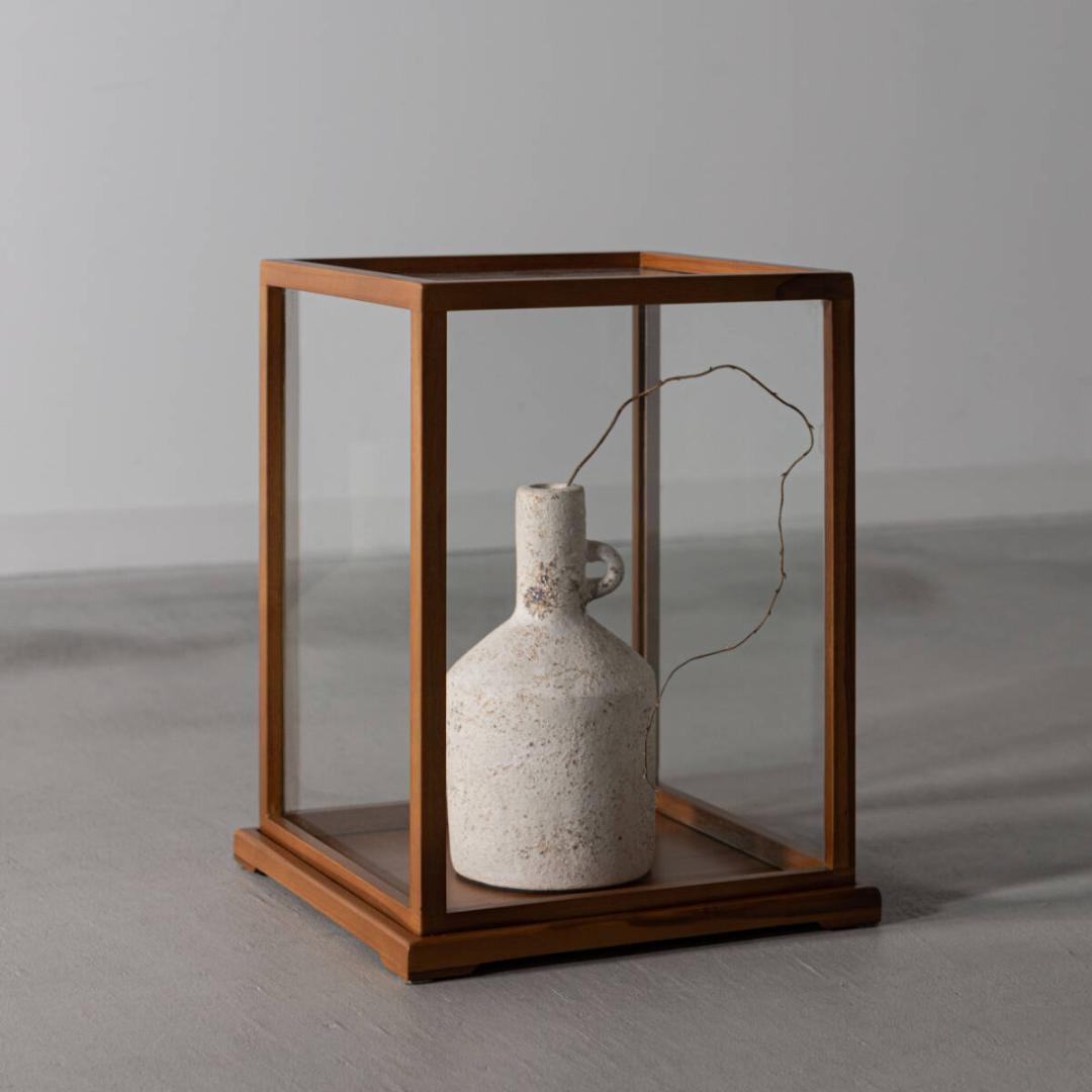 モダン ショーケース ガラス 無垢材 ディスプレイ 展示ケース 収納家具 陳列棚