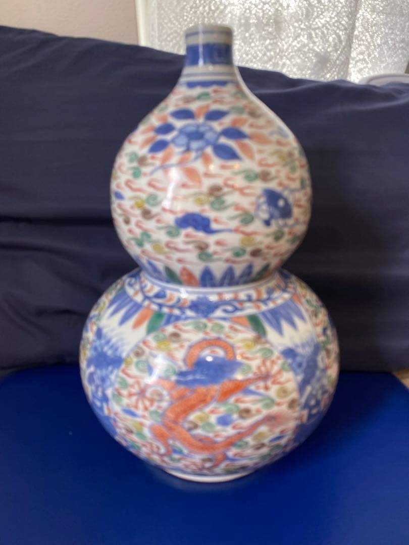 中国大明萬歷年製五彩龍紋葫芦瓶サイズ約高さ30cm径20cm