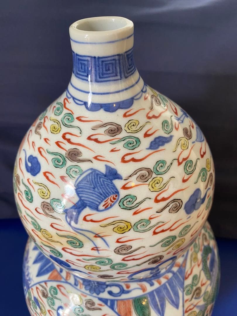 中国大明萬歷年製五彩龍紋葫芦瓶サイズ約高さ30cm径20cm