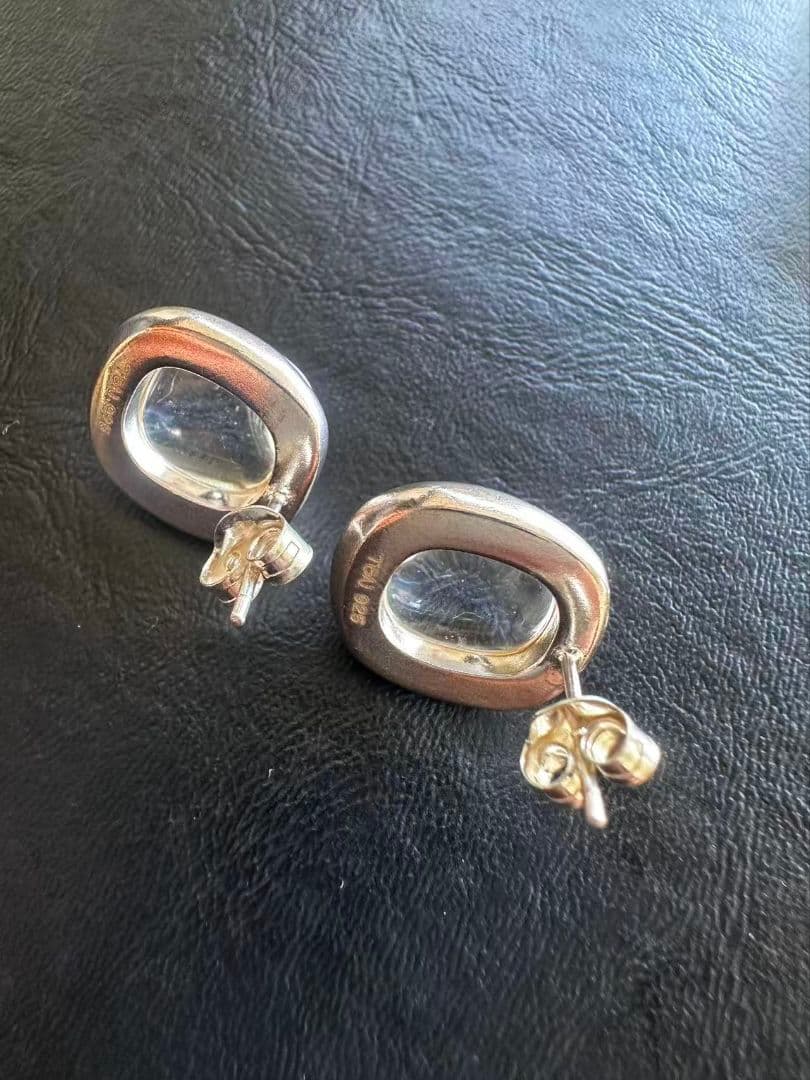 TEN（テン）オープンオーバル ピアス SV925（SILVER×CLEAR）