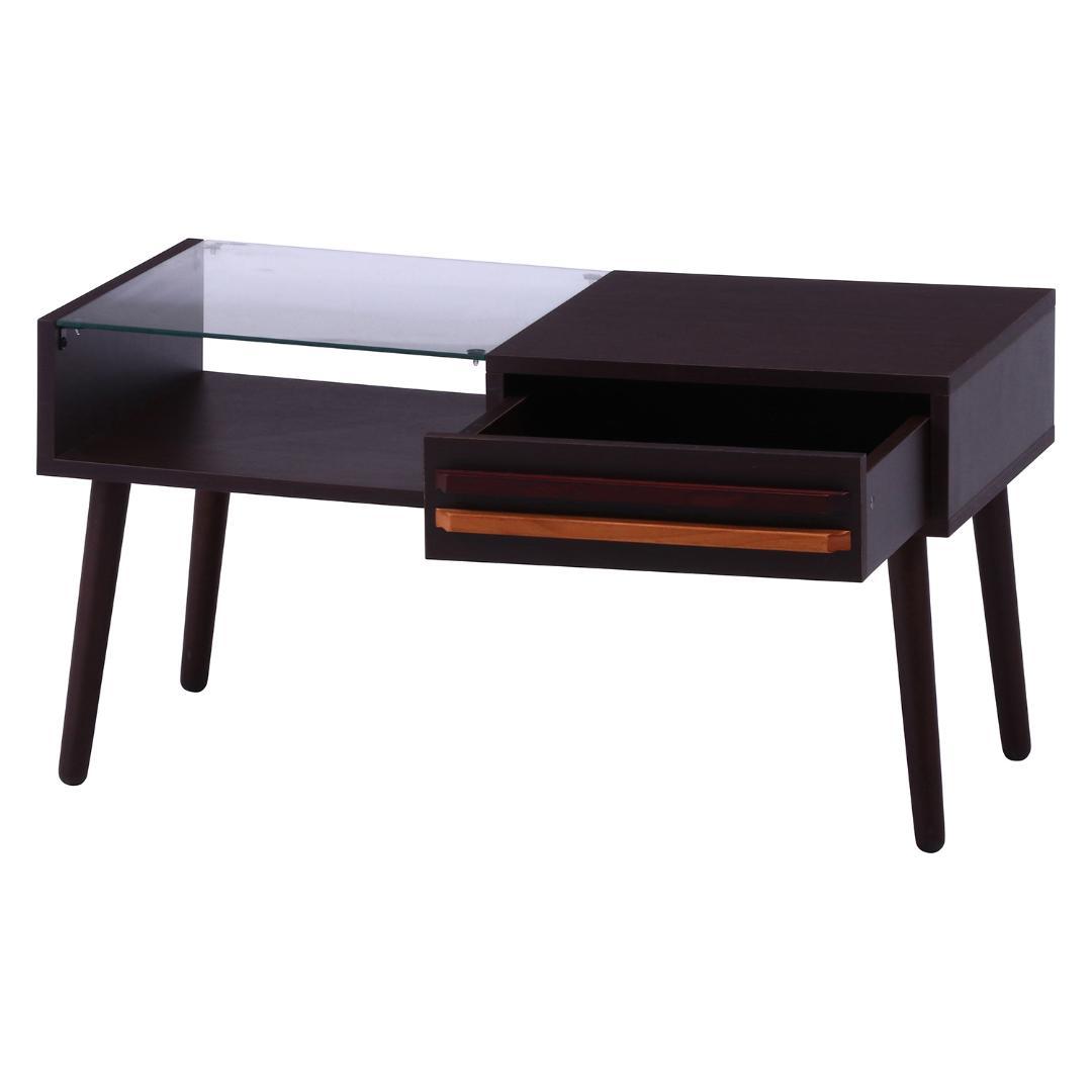 デザイン取手ローテーブル ダークブラウン W80