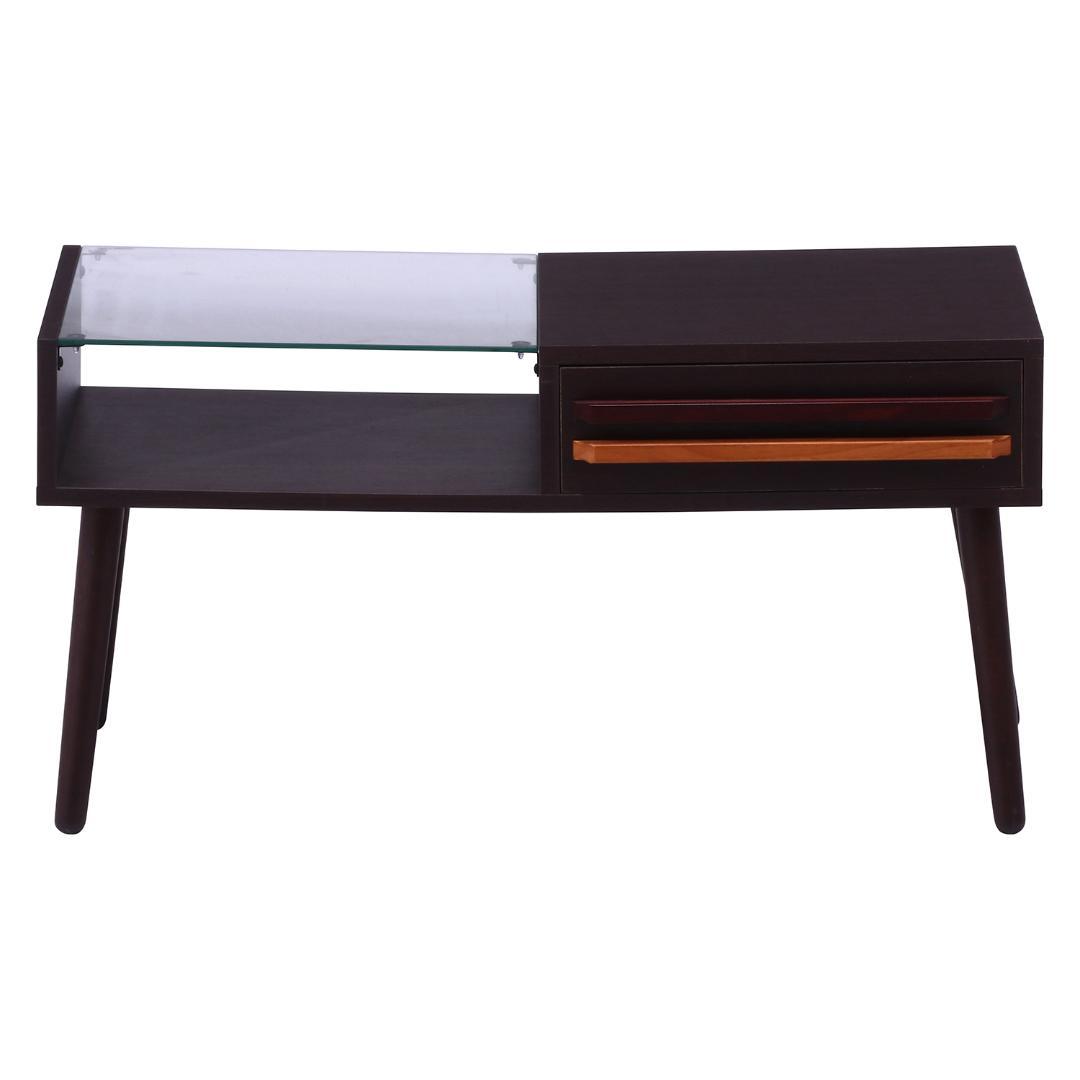 デザイン取手ローテーブル ダークブラウン W80