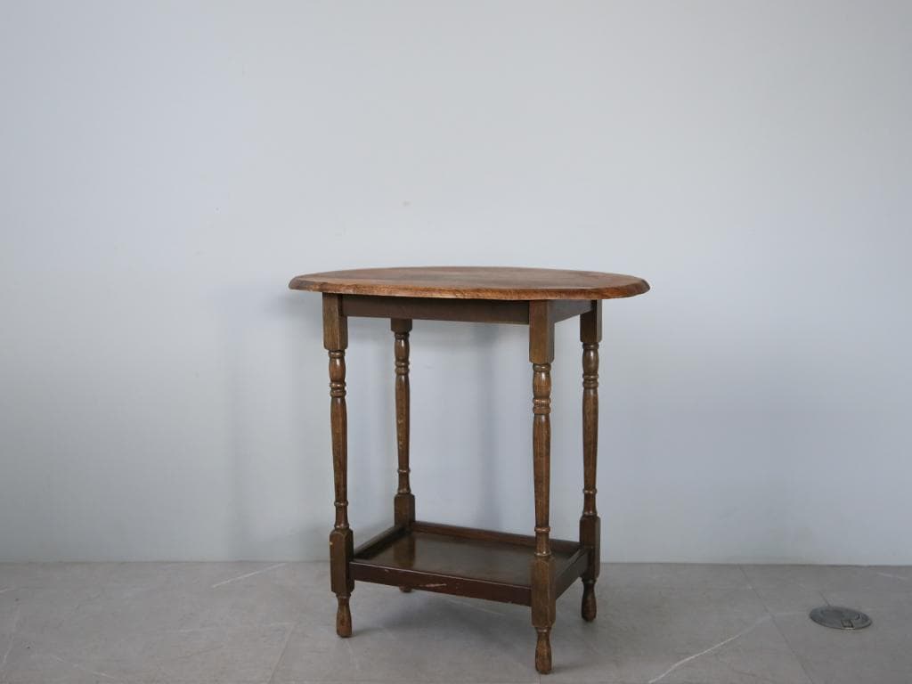 英国アンティーク木製サイドテーブル/オケージョナル机/飾り棚/花台(91-234