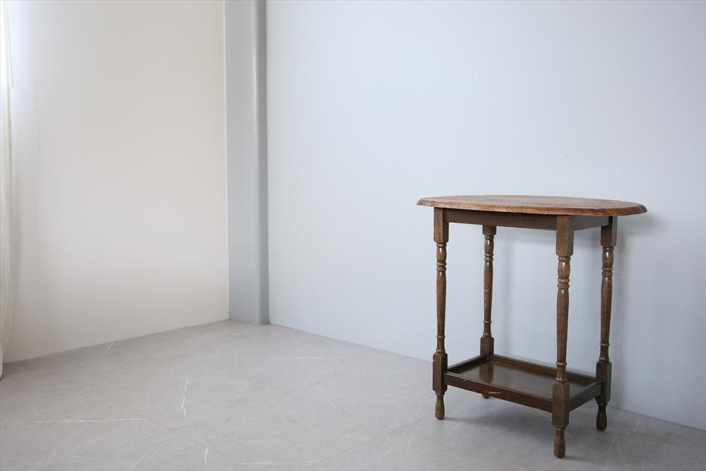 英国アンティーク木製サイドテーブル/オケージョナル机/飾り棚/花台(91-234