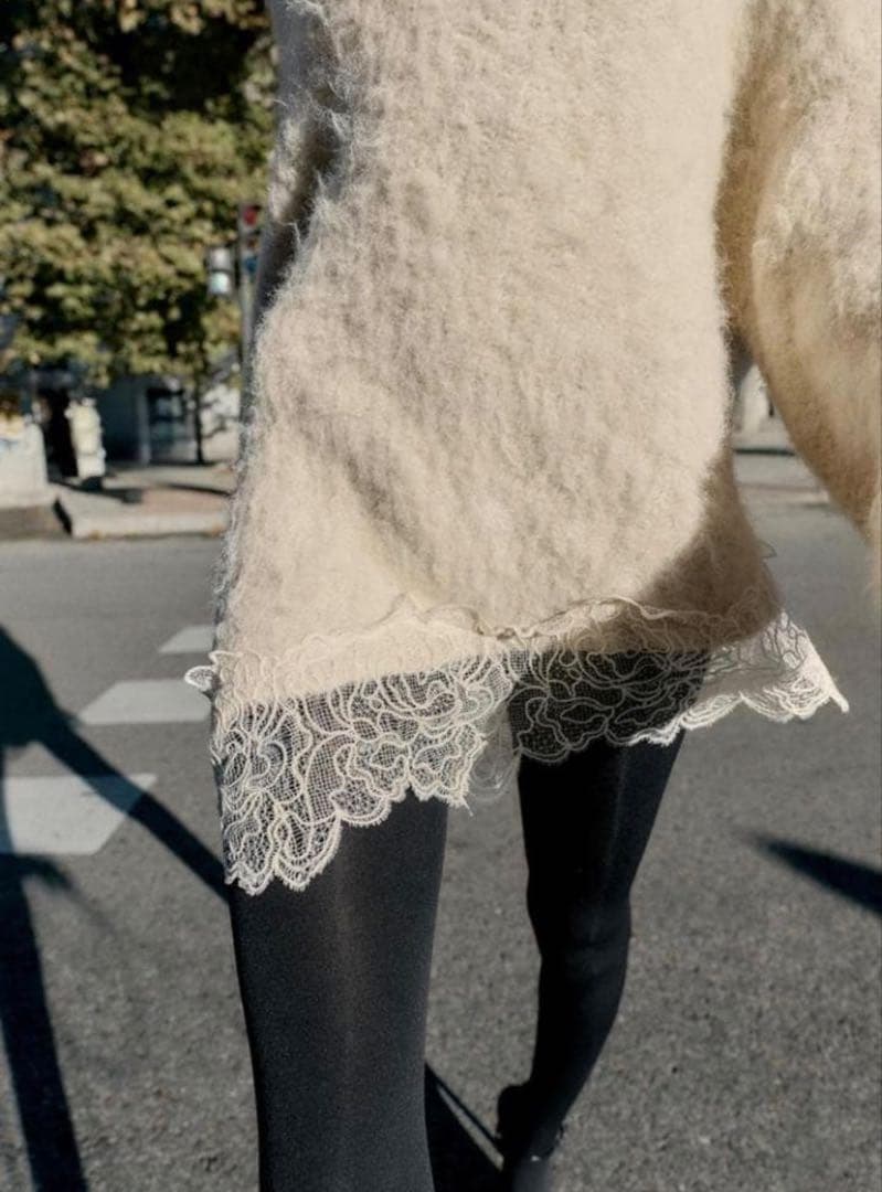 ZARA ザラ レースコンビニットセーター S