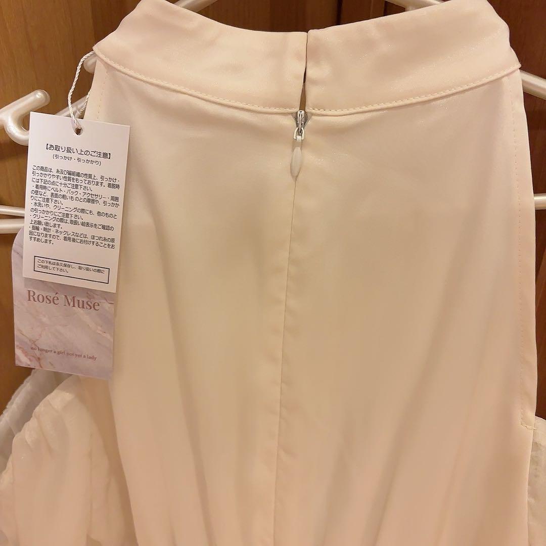 Open shoulder chiffon dress ロゼミュ　ワンピース