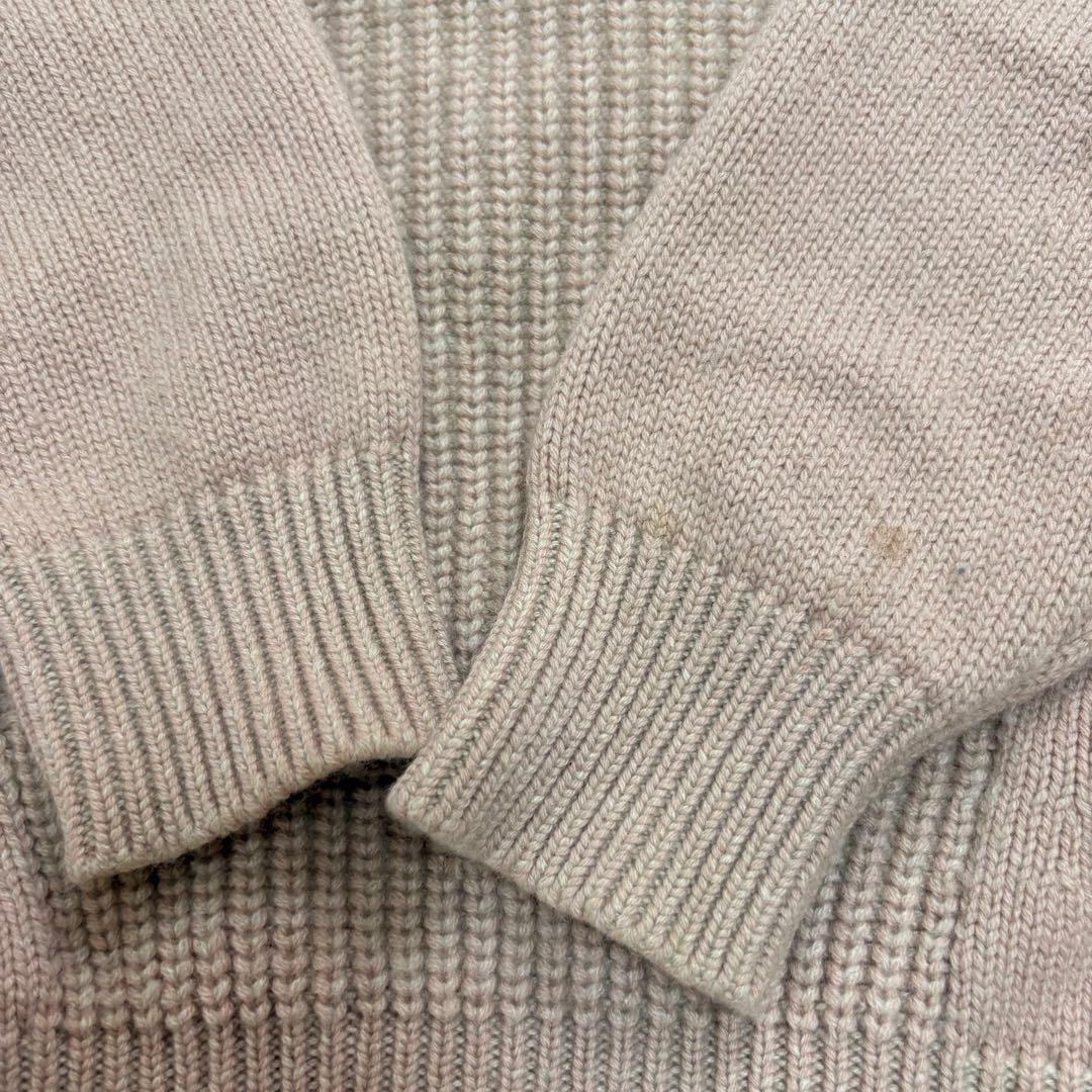 【HERMES】カシミヤ100% クルーネックニット ピンクベージュ 長袖 34