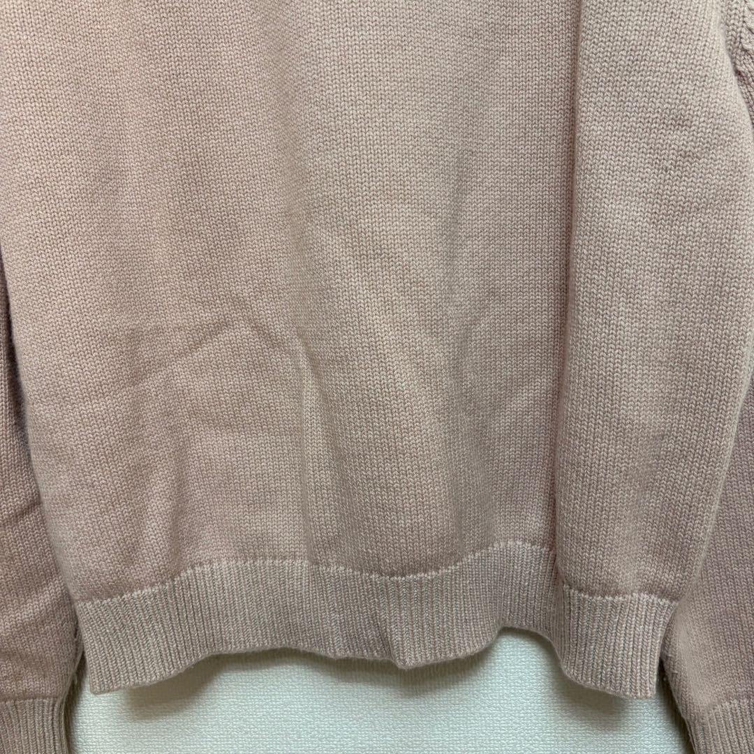 【HERMES】カシミヤ100% クルーネックニット ピンクベージュ 長袖 34