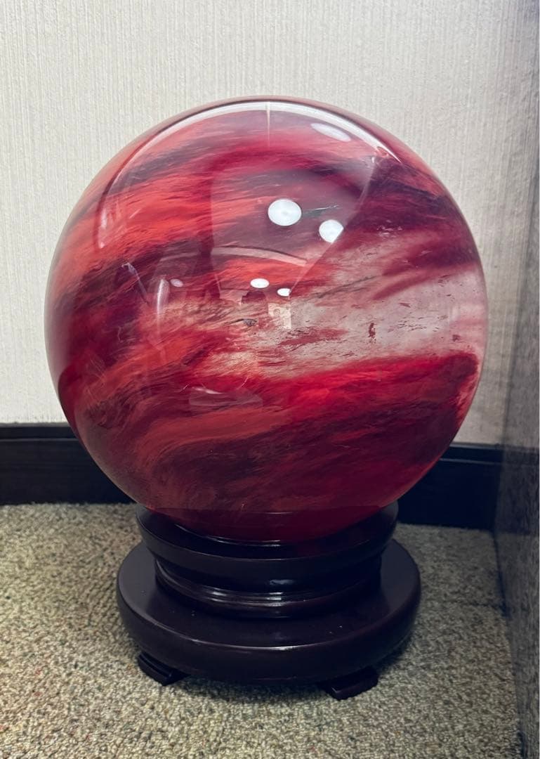 水晶玉　30cm 巨大大玉　赤玉