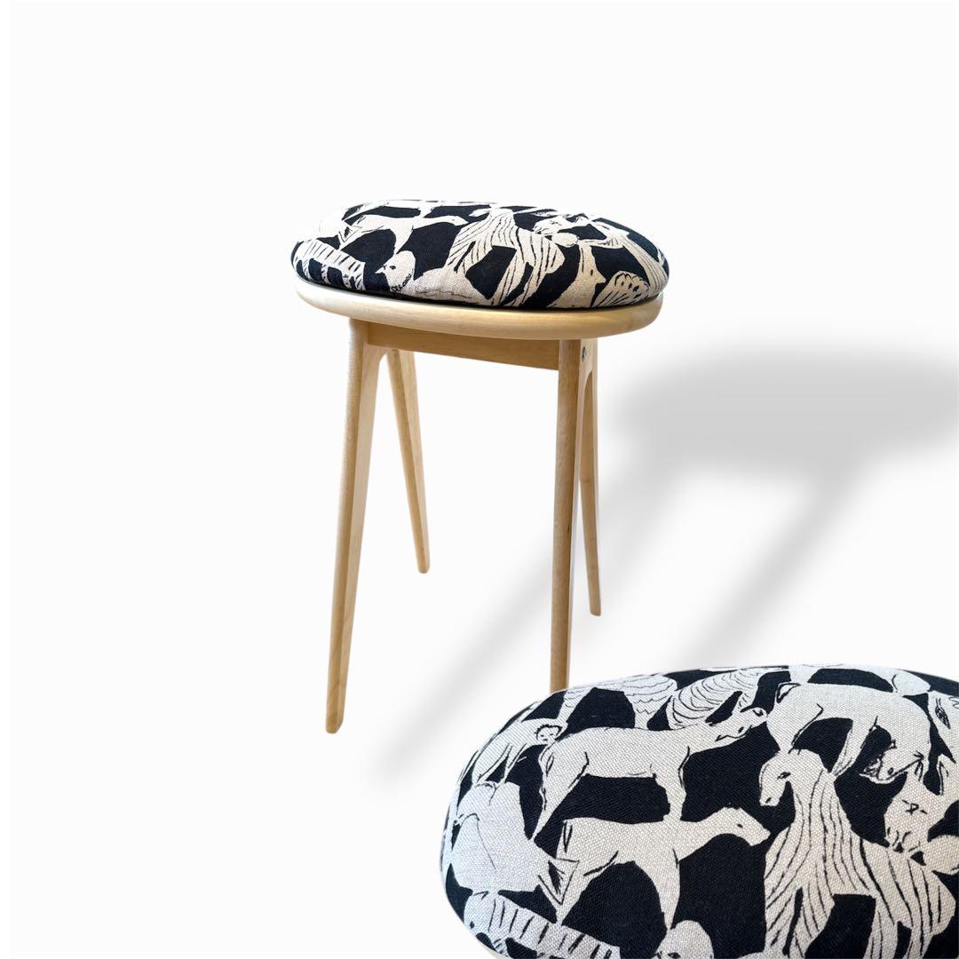 折りたたみミナペルホネン使用スツール　ハイスツール　家具　インテリア　イスチェア