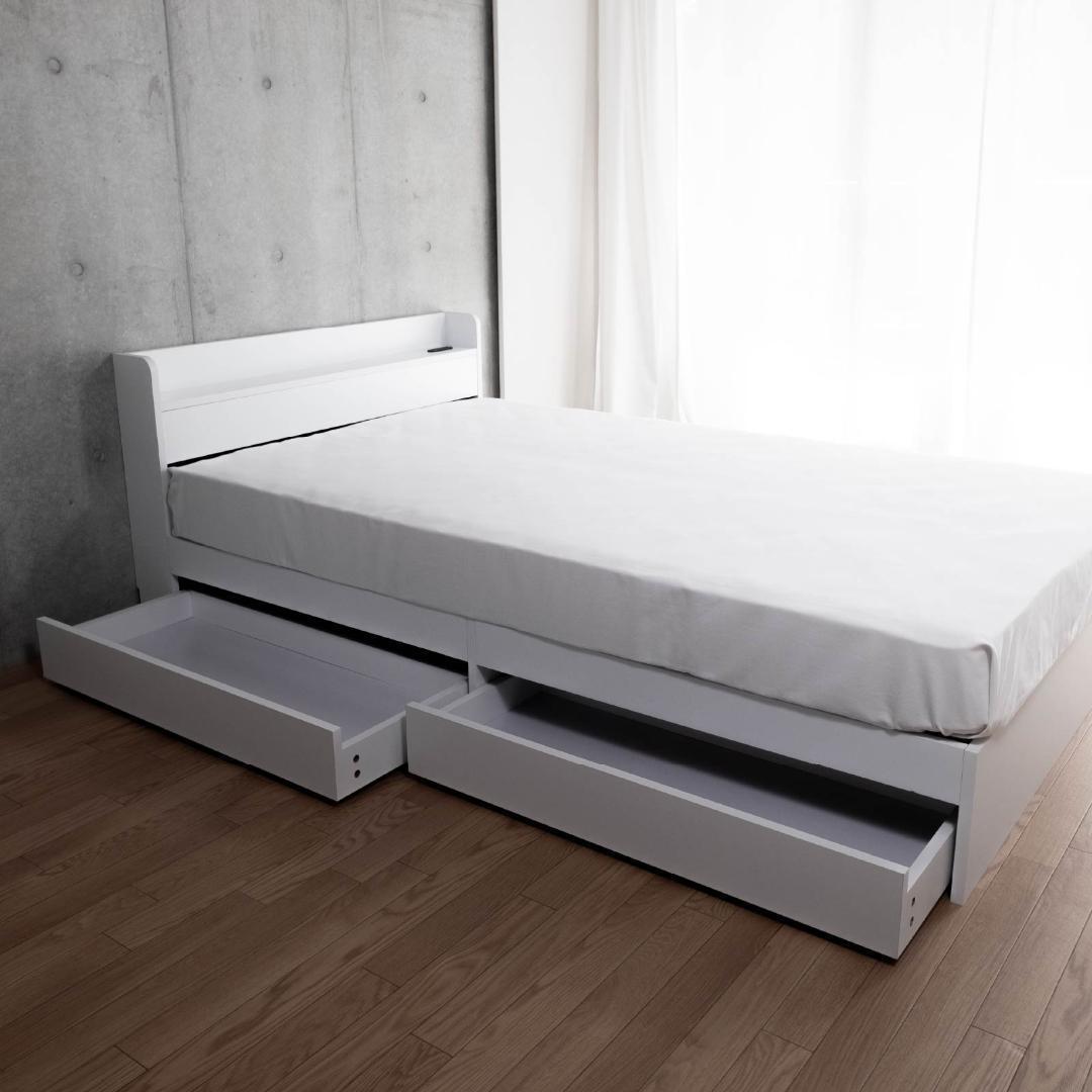 セミダブル ベッドフレー ム 単品 収納 コンセント 新品送料込 最短翌日着