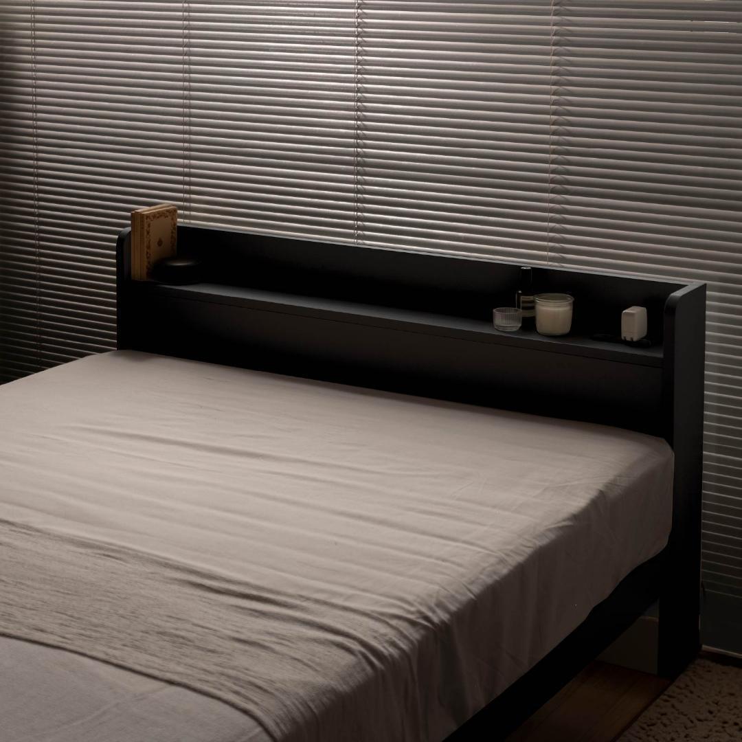 セミダブル ベッドフレー ム 単品 収納 コンセント 新品送料込 最短翌日着