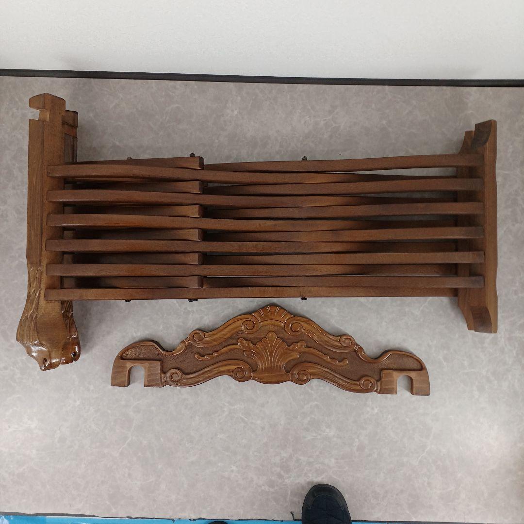 送料込み②アンティーク【ライオン頭部装飾の木製折りたたみ椅子】ヴィンテージ