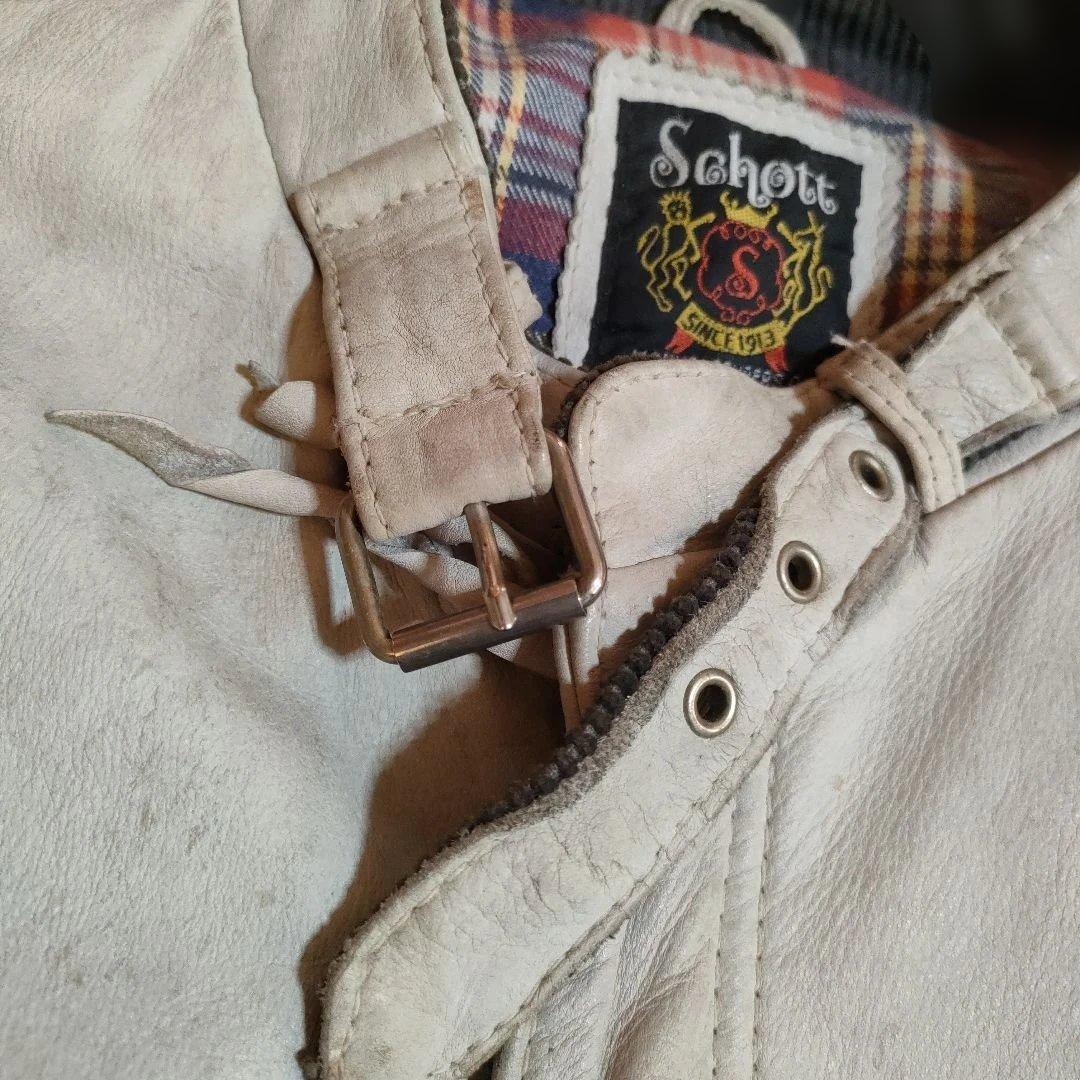 現行タグモデル　ダメージ加工　Schott 立襟 シングルライダース　上野商会