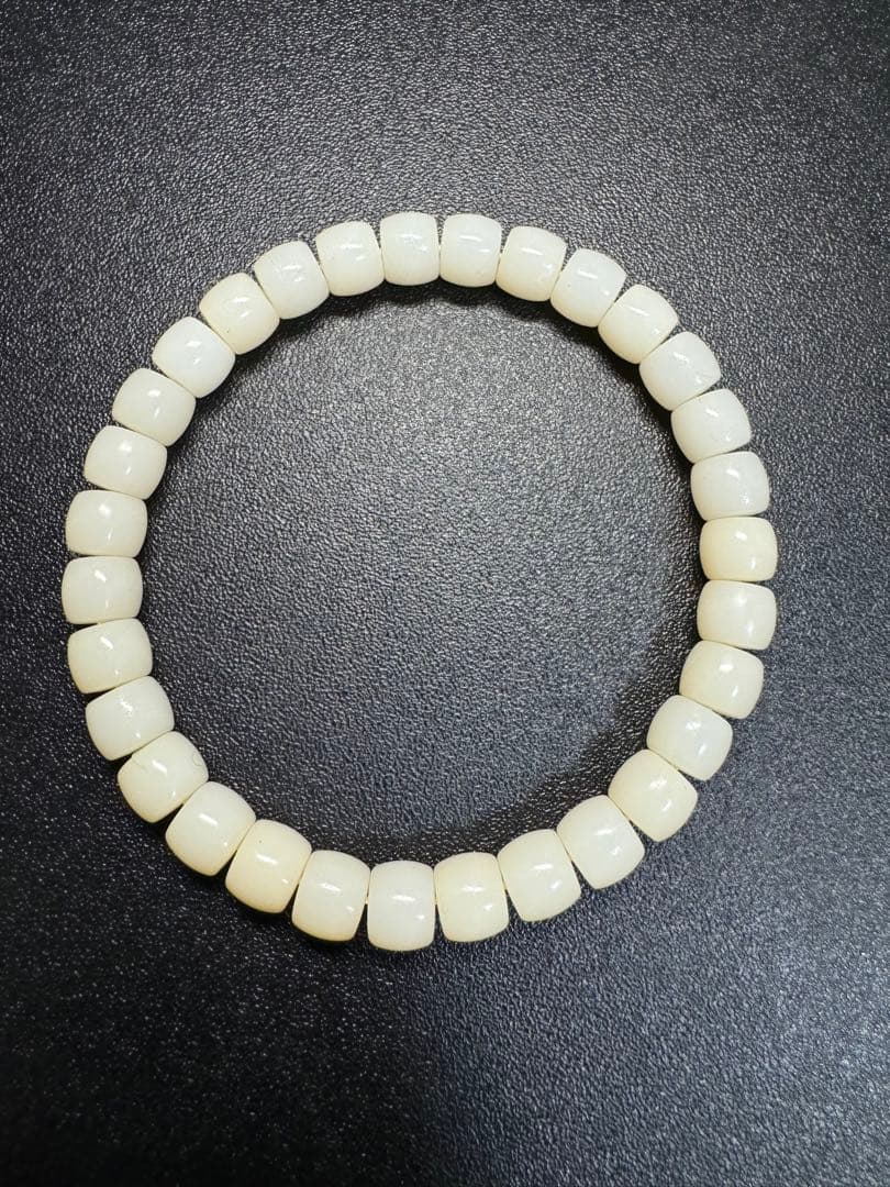 羊脂白玉和田玉 数珠　ブレスレット 腕輪 天然石 念珠 本玉 天然石 旧家蔵出し