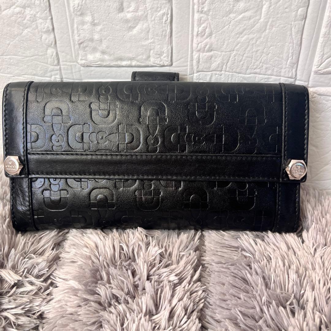 美品✨GUCCI ホースビット柄　レザー　Wホック ブラック　ロゴ金具　メンズ
