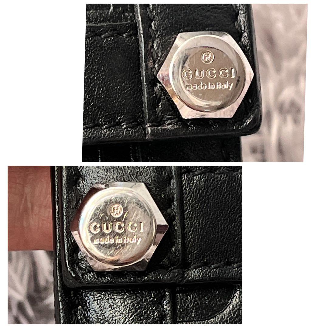 美品✨GUCCI ホースビット柄　レザー　Wホック ブラック　ロゴ金具　メンズ