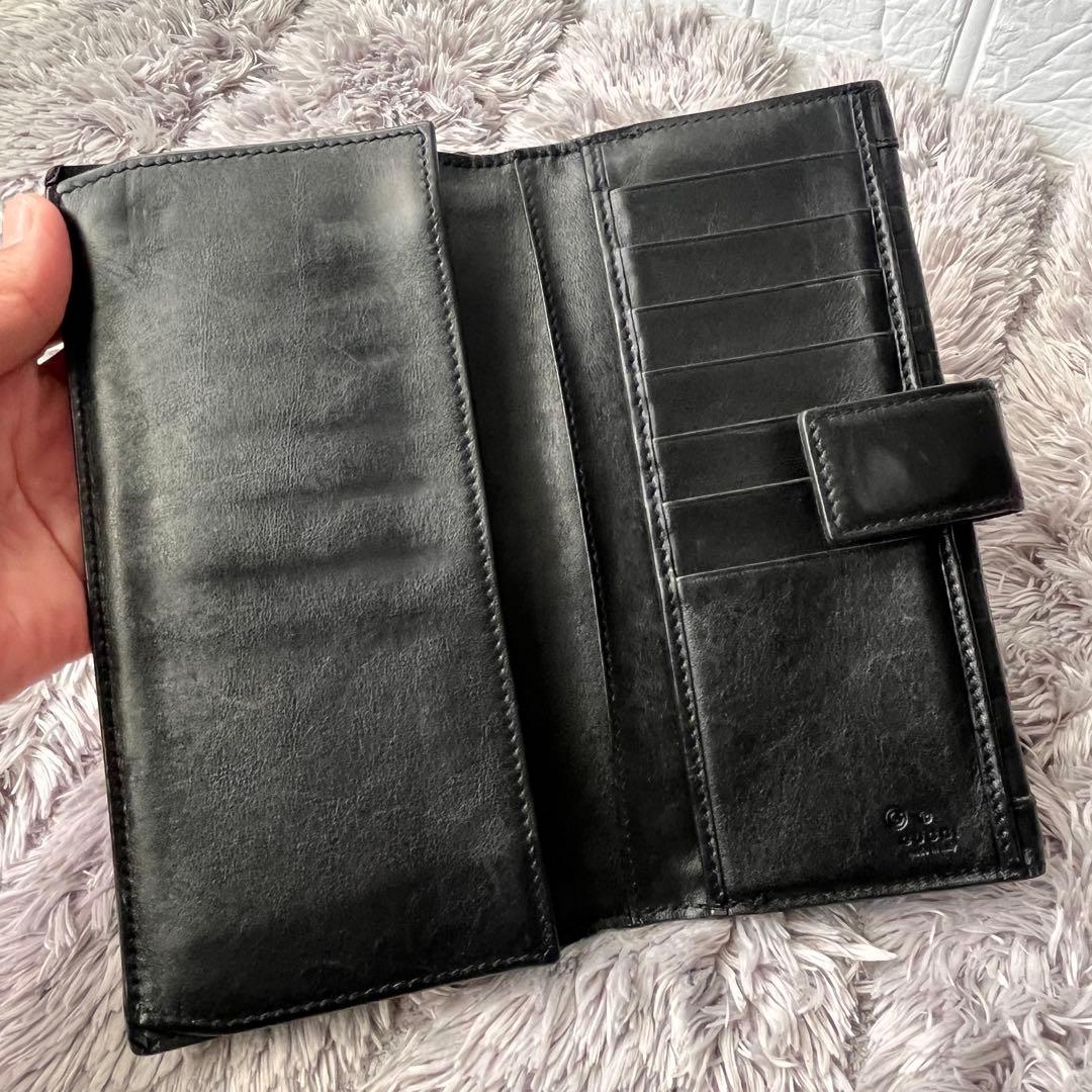 美品✨GUCCI ホースビット柄　レザー　Wホック ブラック　ロゴ金具　メンズ