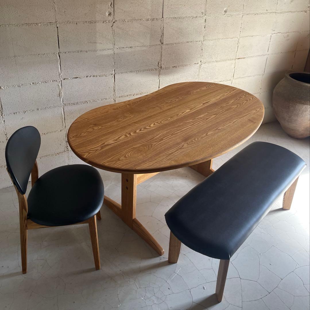 美品　リビングハウス　ダイニング3点セット　ダイニングテーブル　ベンチ　チェア