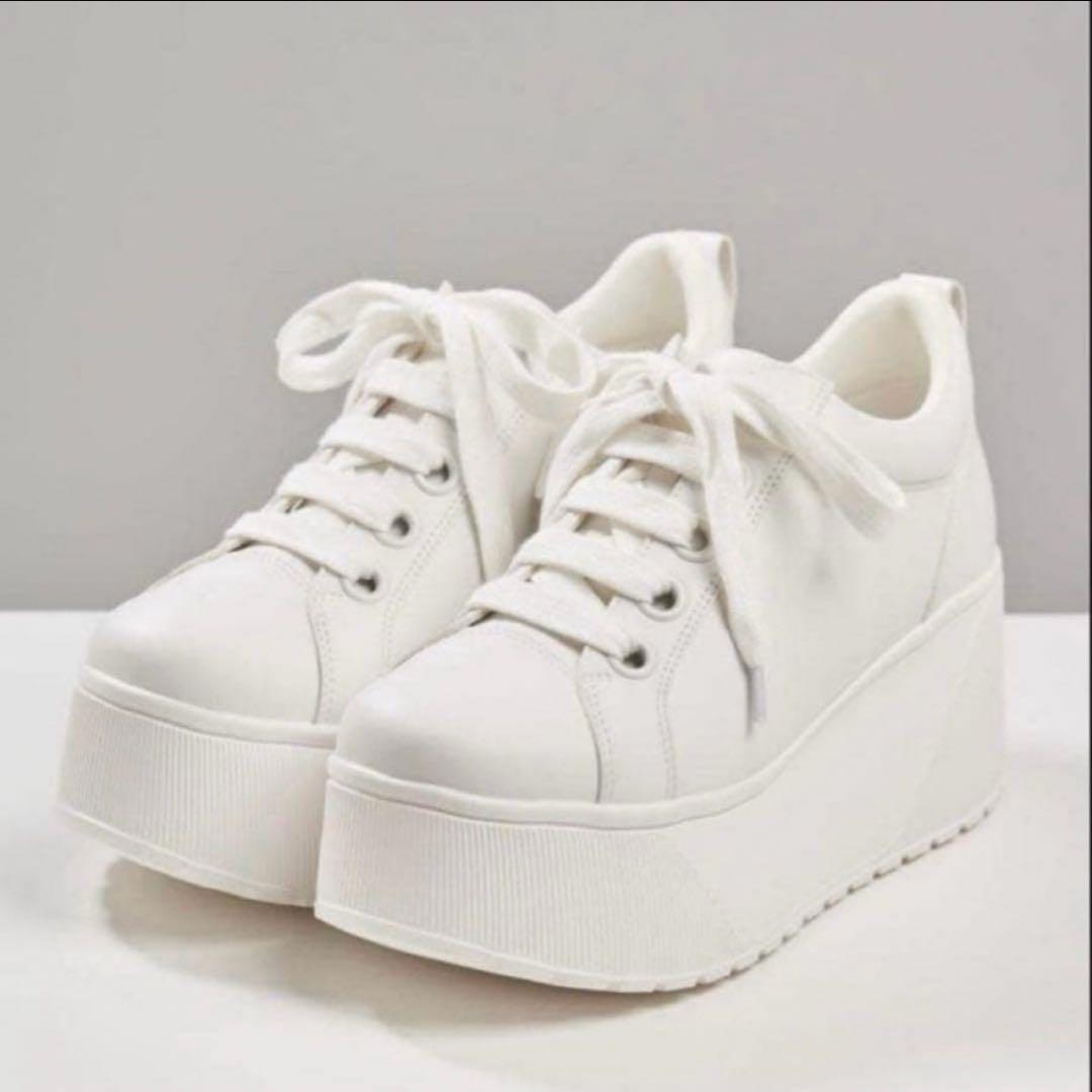即購入OK！鈴木亜美プロデュース 厚底ホワイトスニーカー L