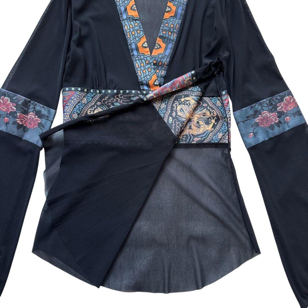 VIVIENNE TAM パワーネットトップス フレア袖 透け感 ドラゴン 龍