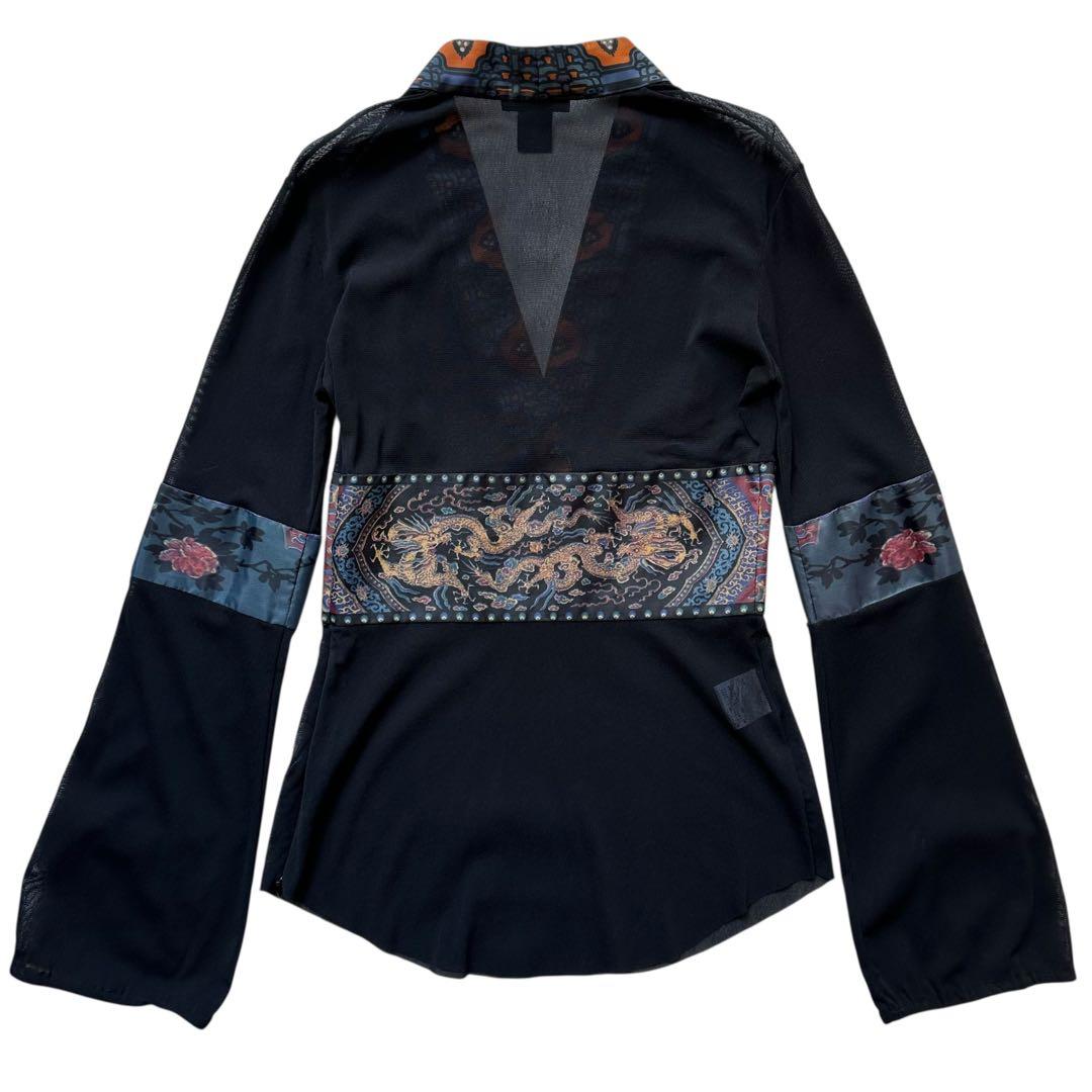 VIVIENNE TAM パワーネットトップス フレア袖 透け感 ドラゴン 龍