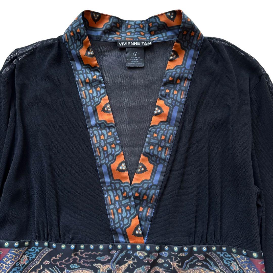 VIVIENNE TAM パワーネットトップス フレア袖 透け感 ドラゴン 龍