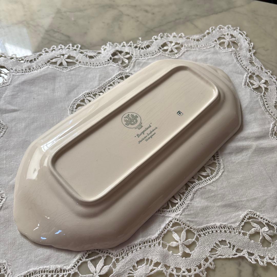 ドイツ　アンティーク　ヴィンテージ　ビレロイ&ボッホ　ケーキプレート　ブルー