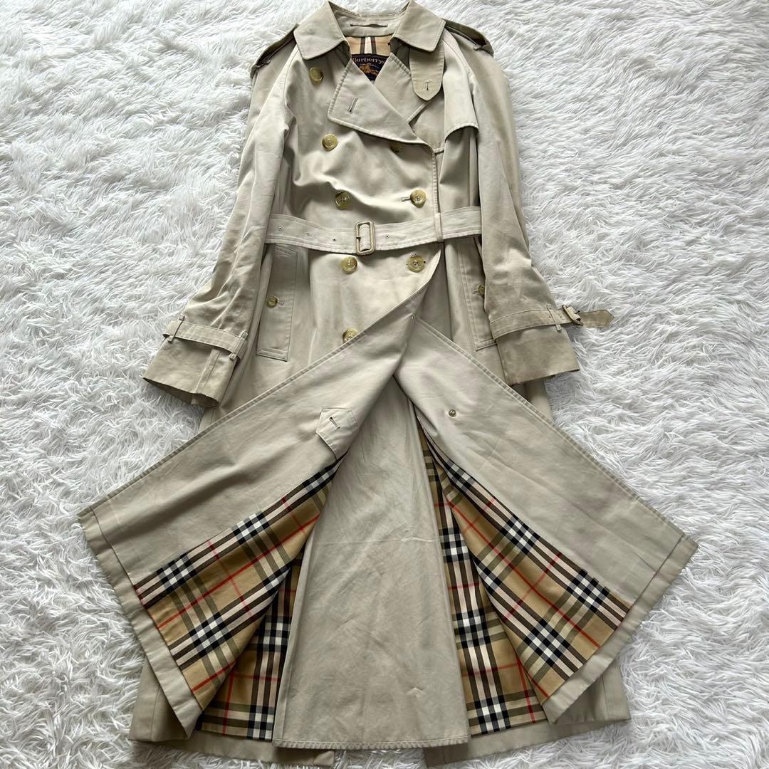 バーバリー　トレンチコート　ロング丈　ノバチェック ベルト付き　ベージュ　M