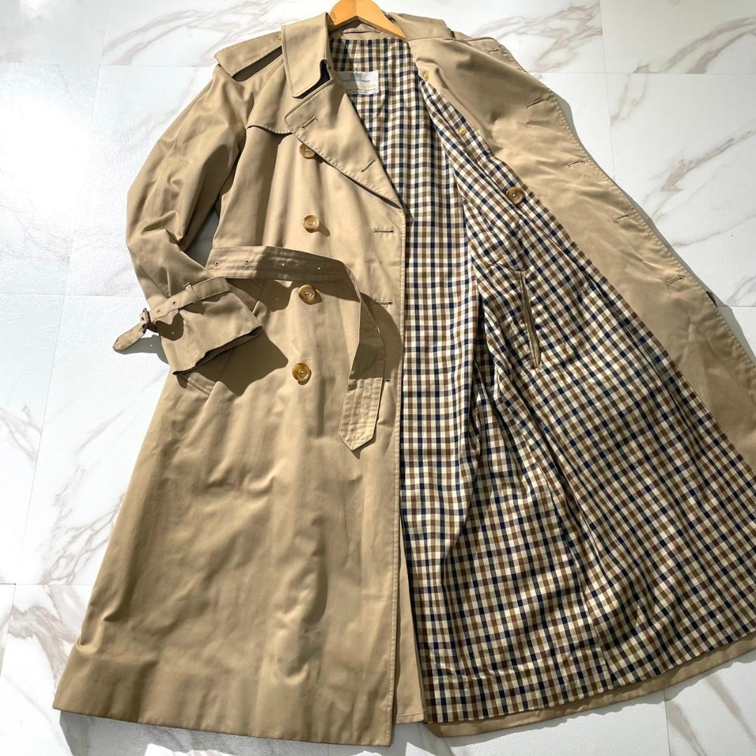 希少・80s　アクアスキュータム　トレンチコート　ガンクラブチェック　英国製