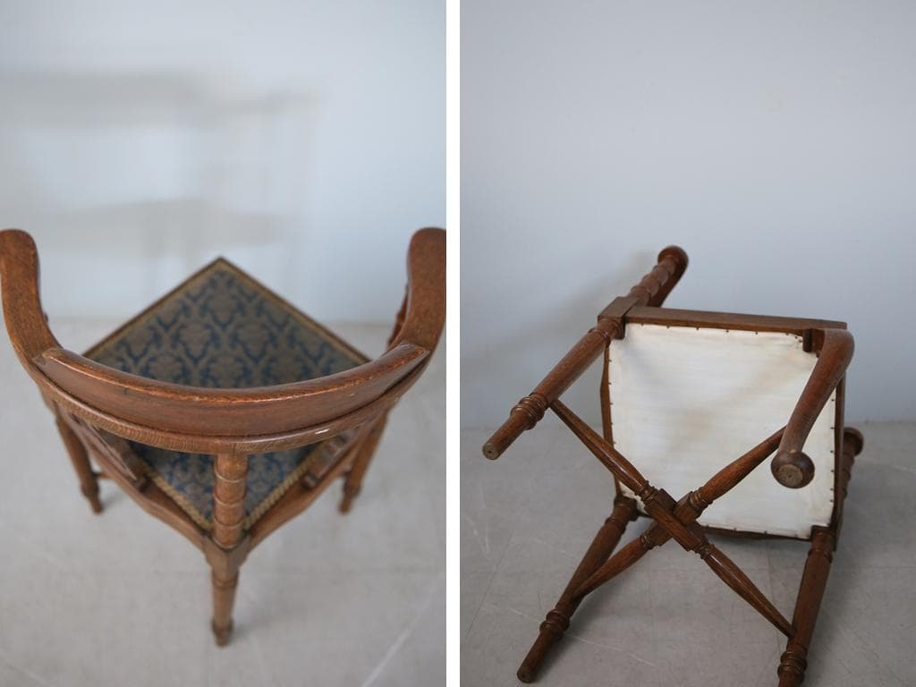 英国アンティーク木製コーナーチェア/ダイニング椅子/寝室イス(89-48)