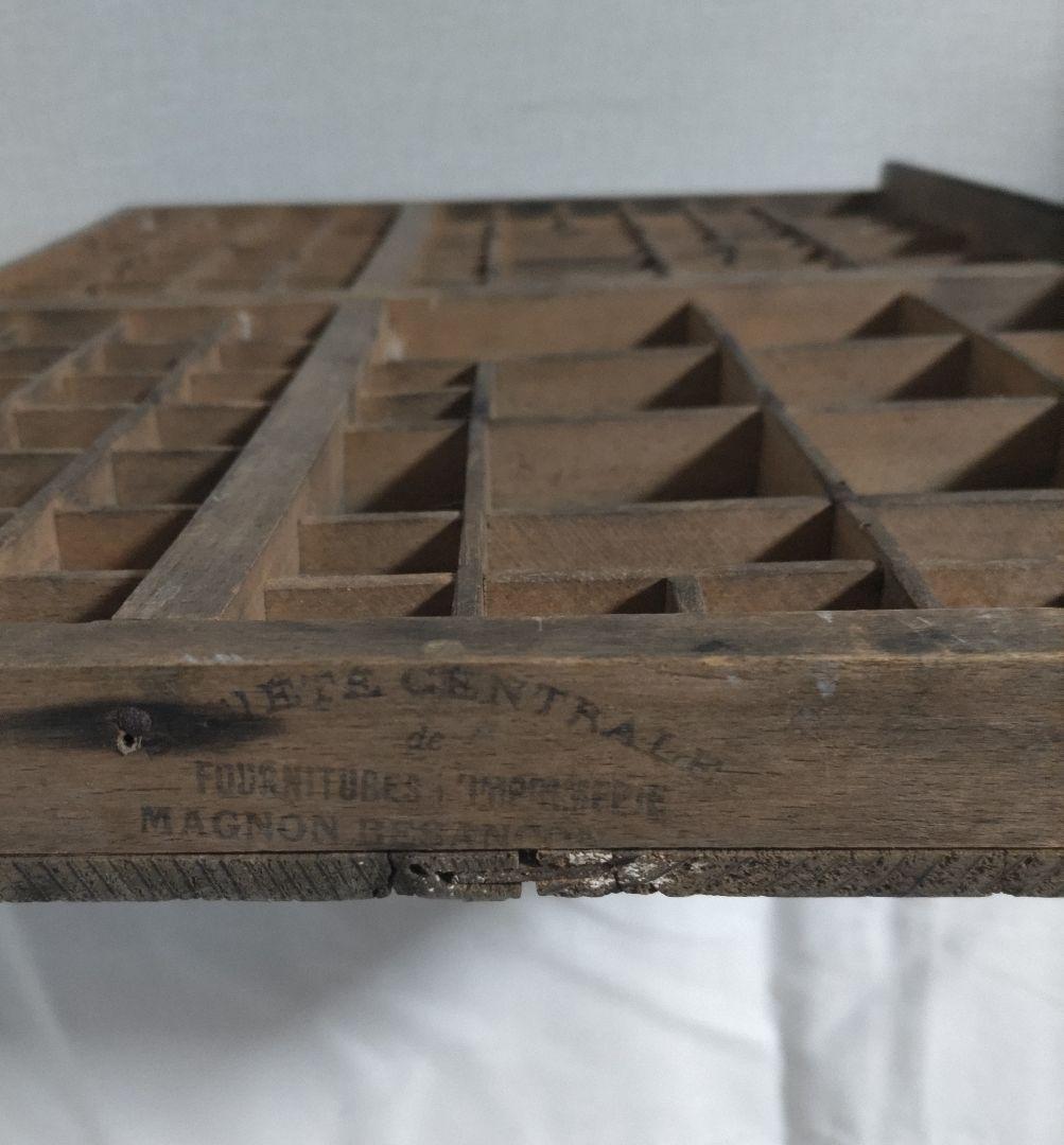 古い　木製 プリンタートレイ　アンティーク 　海外　トレー　ディスプレイ棚