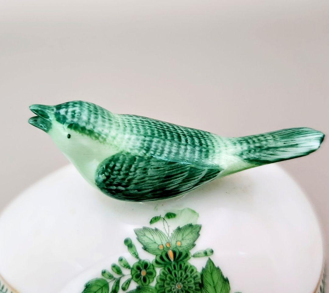 ヘレンドHEREND【未使用箱入り】《アポニーグリーンボンボニエール》〘摘み鳥〙