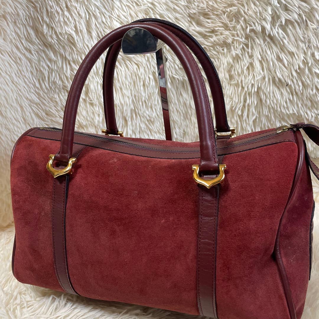 Cartier カルティエ マストライン ボストンバッグ スエード ボルドー