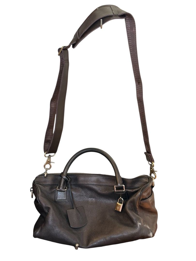 ★美品 LOEWE ロエベ ミニボストン アナグラム アメ レザー 本革