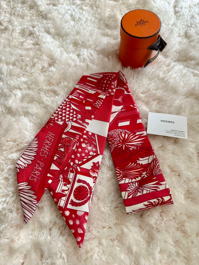 未使用☆エルメス ANIMAPOLIS アニマルポリスツイリー レッド系　お箱付