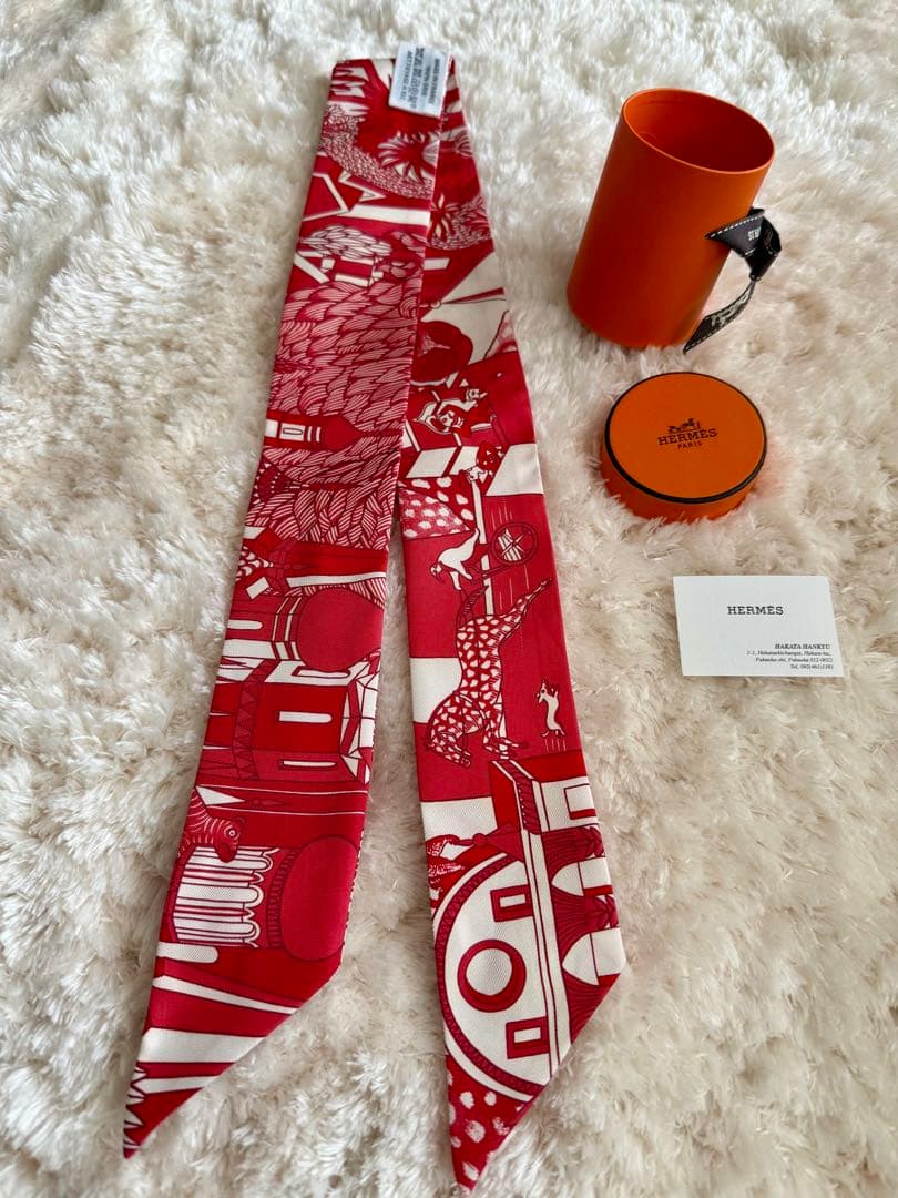 未使用☆エルメス ANIMAPOLIS アニマルポリスツイリー レッド系　お箱付