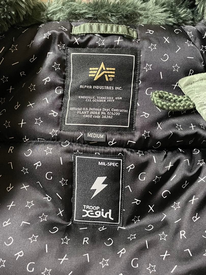 美品　ミリタリージャケット M オリーブ　X-girl×ALPHA N3-B