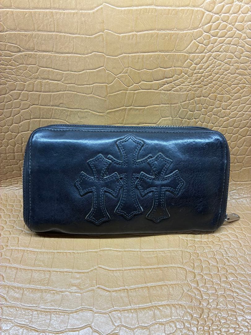 正規品 クロムハーツ財布 3セメタリー ダガー無し スライダー新品交換済み