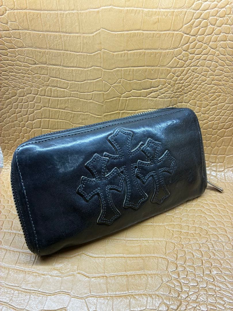 正規品 クロムハーツ財布 3セメタリー ダガー無し スライダー新品交換済み