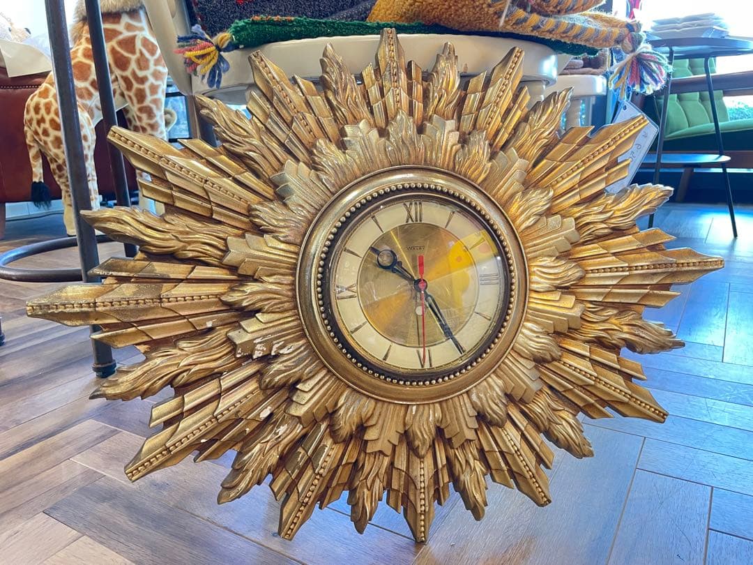 B7071【WELBY】 サンバーストクロック 壁掛け時計 アンティーク