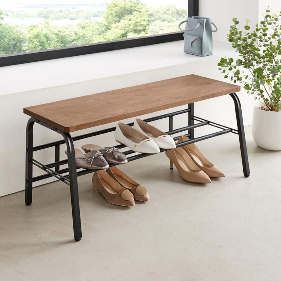 幅85 WH ラバーウッド玄関ベンチ　長椅子　いす　イス　日本製新潟県燕市