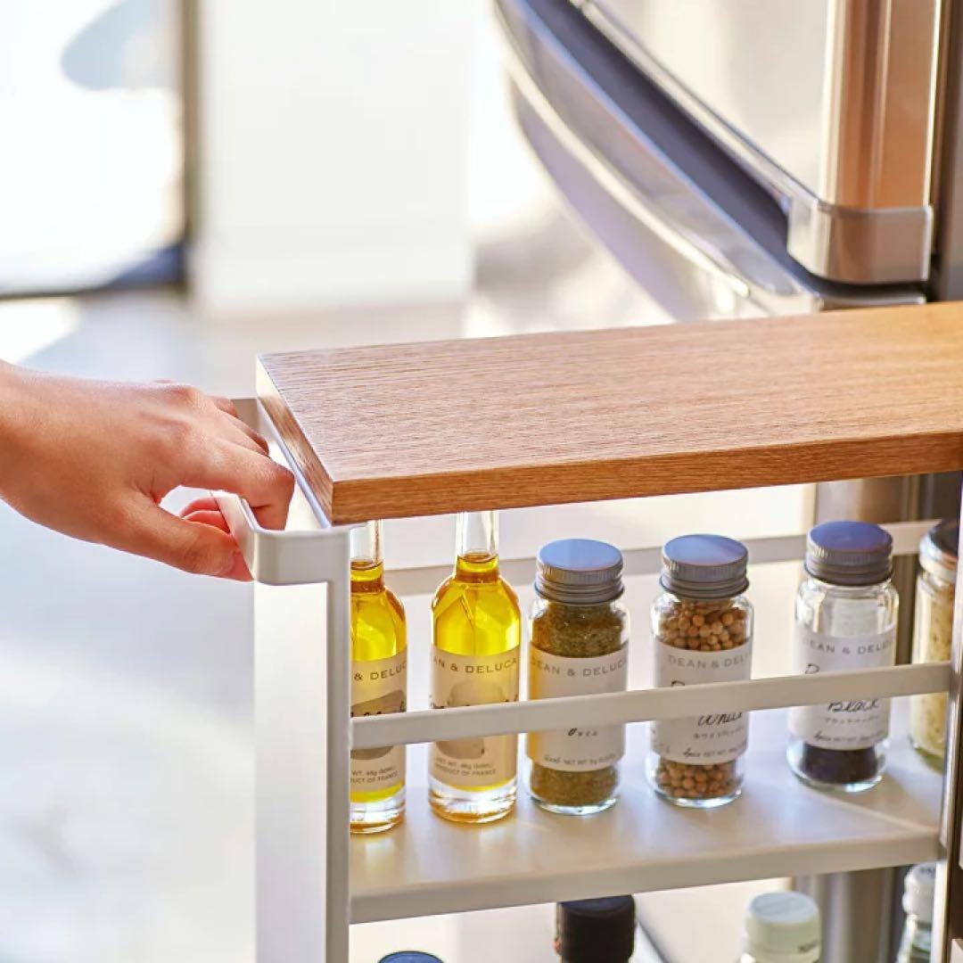 山崎実業　ハンドル付きスリムワゴン　タワー　ホワイト